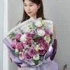 [紫色系新星]                        紫霞仙子玫瑰11枝，紫色紫羅蘭5枝，白色紫羅蘭2枝 - Image 3